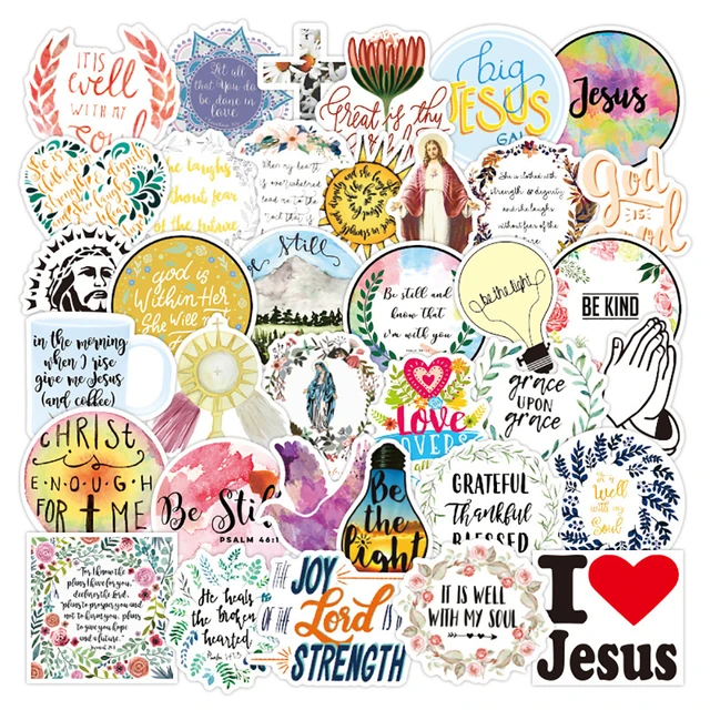30/50PCS Christian Faith Famous Proverbs Jesus Stickers for Luggage Car  Laptop Bottle Skateboard DIY Graffiti Waterproof Sticker Decal