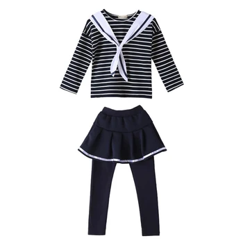 

Child Clothing Set For Girls School Kids Suit Striped Shirt+Legging 2 Pcs Autumn Teen Kid Girls Clothes 4 6 8 12 Years Spring