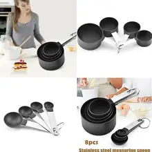8 шт./1 Набор мерная ложка из нержавеющей стали с силиконовой ручкой мерный стакан мерная ложка набор ложка посуда для выпечки Кухонные инструменты