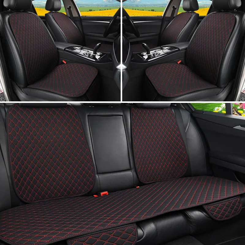 5SeatsFlaxCarSeatCoverProtectorwithBackrestFrontRearSeat