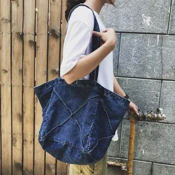 

Women Fashion Canvas Solid Color Purse Shoulder Tote Handbag Casual Women cool college wind denim handbag shoulder bag 30H