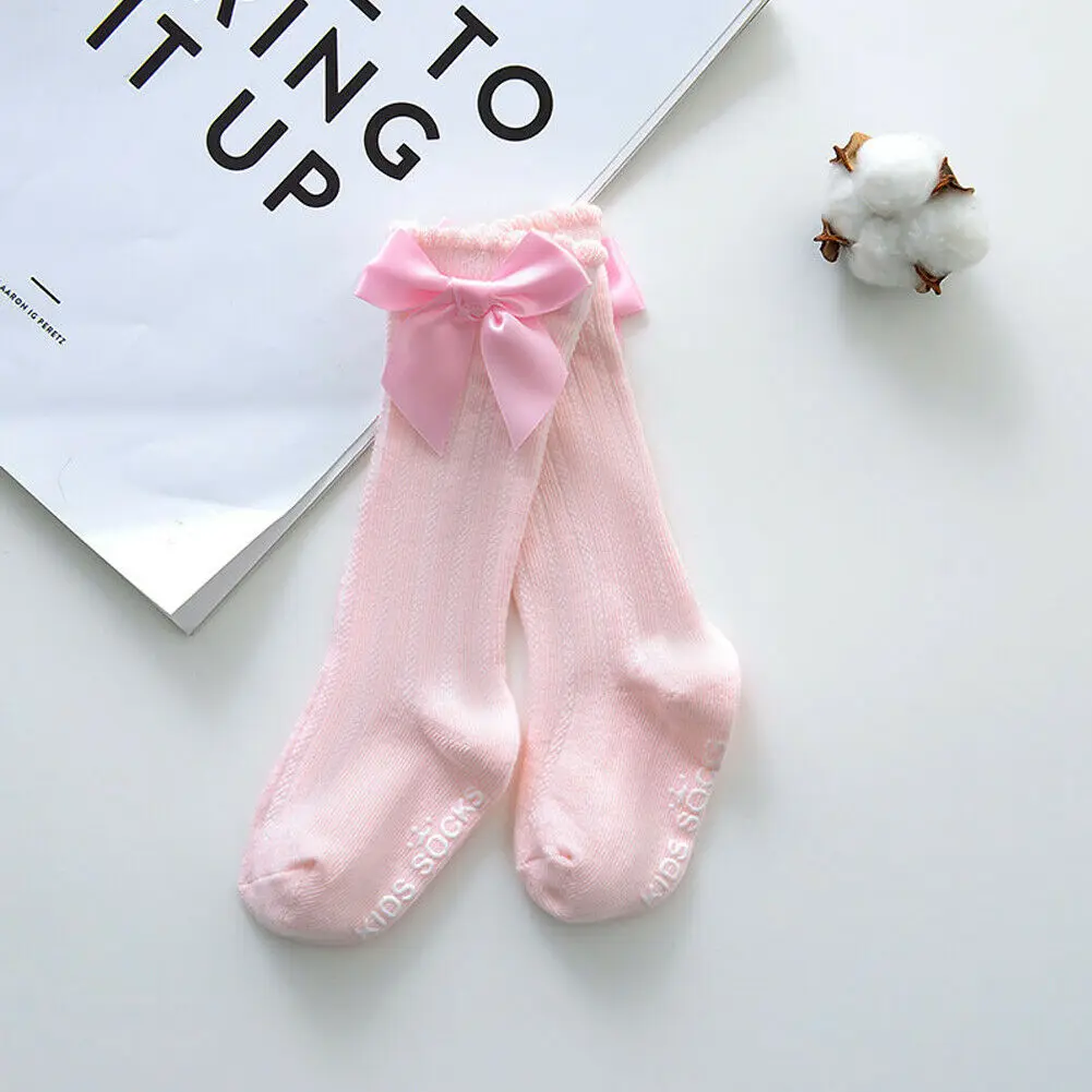 Pudcoco/Коллекция года, новые весенние детские носки мягкие хлопковые детские носки до колена с объемным бантом для маленьких девочек возрастом до 4 лет - Цвет: Розовый