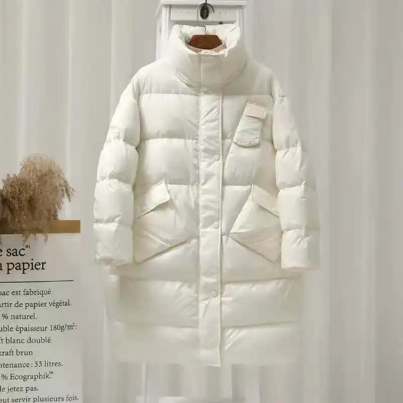 90% White Duck Down Thick Warm Jacket Female Parkas Winter Loose Long Fashion Feather Down Coat Snow Outwear