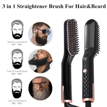 

3in1 Multifunctional Premium Anti-Scald Electric Ionic Heated Beard Hair Straightening Comb Brush - Straighten Both Beard & Hair