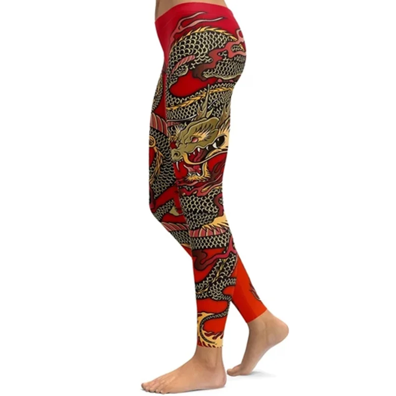 

Fashion Women’s Workout Leggings Chinese Dragon 3D Digital Printed Leggings Gyms Fitness Leggings Sexy Elastic Women Leggings