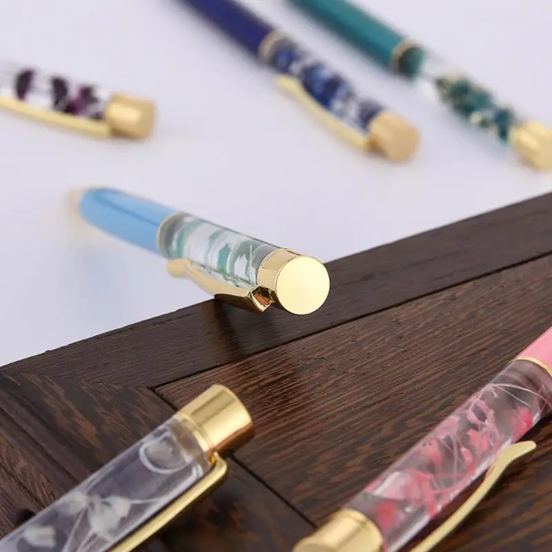 1pc Luxury Flower Metal Ballpoint Pens 1mm Business Quality Supplies Gift For Kids Pens Office Stationery School High Girls V8W8
