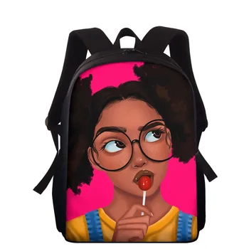 

HYCOOL New Black Afro Girl Cartoon School Bag for Teen Kids Teens Backpack Girls Boys Fashion Schoolbag Teenage Girls Book Bags