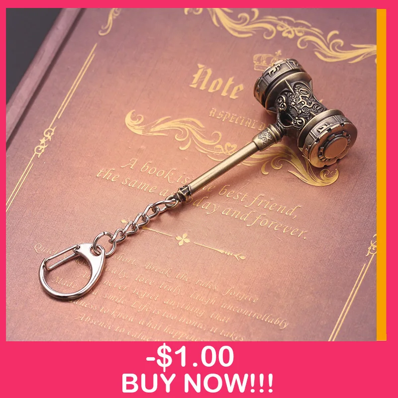 

2019 New World of Warcraft Key Chain Thrall Weapon Hammer Key Rings Gift Chaveiro Car Keychain Jewelry Key Holder Souvenir