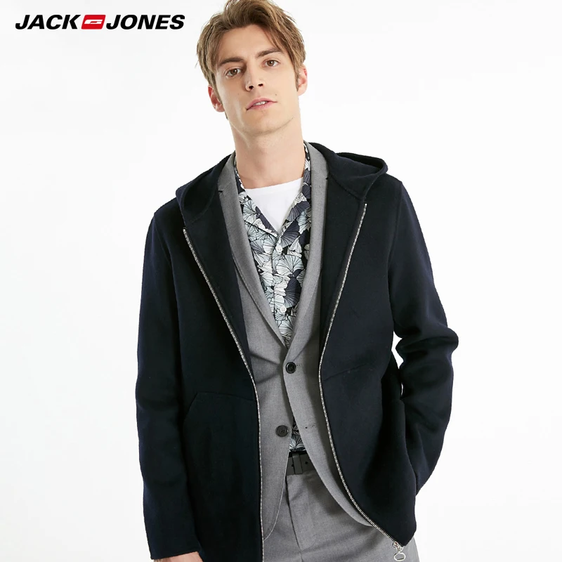 JackJones зимнее мужское шерстяное пальто с капюшоном | 219127505|Пальто|