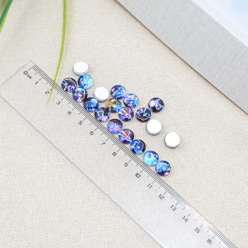 

20x DIY Mix Glass Cabochons Dome Flat Back Beads Buttons Signs Of The Zodiac