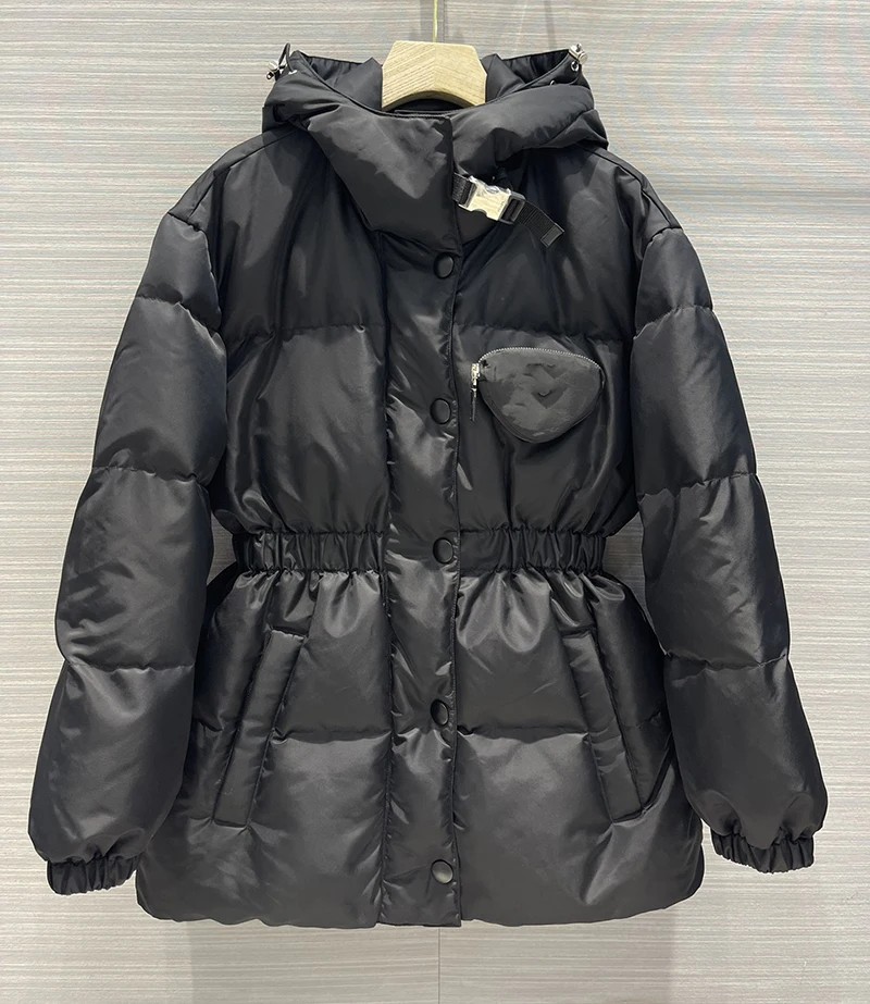 Winter Newest Thick Stylish Women's Down Jacket Solid Color Sashes