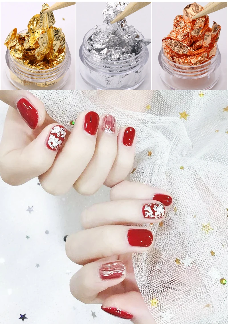 Imitation Gold Leaf Flakes Copper Flakes for Gliding Arts Nail Decoration Silver Copper Gold Foil Fragments Gold Flakes Craft