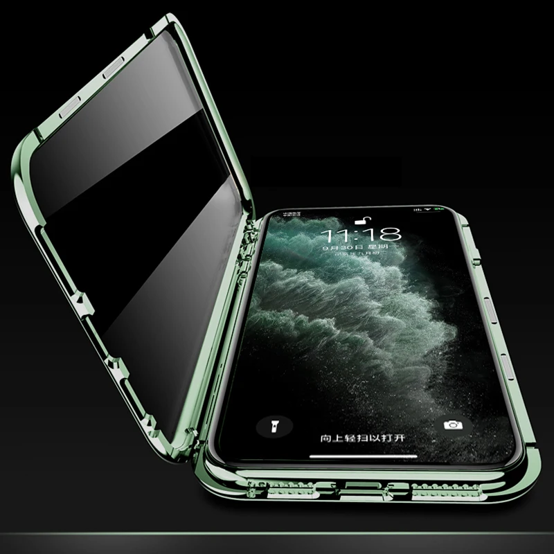 Магнитный адсорбционный металлический чехол для iPhone 11 11 Pro Max закаленное стекло с магнитом чехол для телефона s для iPhone 11 Pro прозрачный флип-чехол