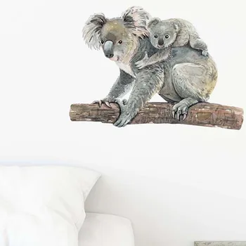 

Cartoon Australian Koala Baby and Mother on the Tree Branches Wall Stickers for Kids Boy and Girl Room Decoration Wall Decals