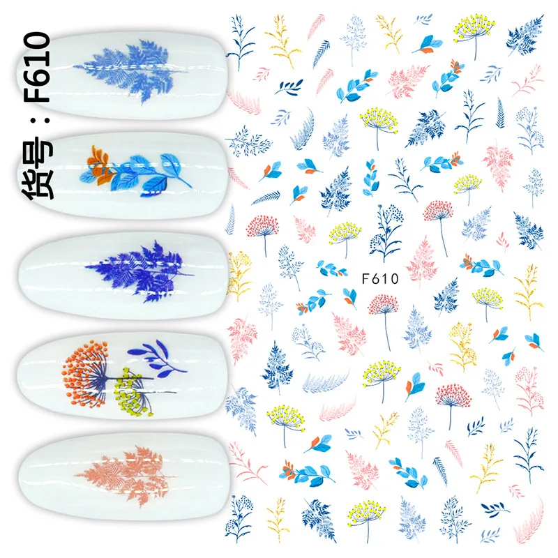 1pcs 3D Nail Slider Maple Leaf Fall Leaves Abstract Line Decals Adhesive Manicure Tips Nail Art Dec