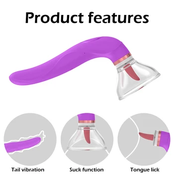 Tongue Licking Vibrator Nipple Sucker Clitoris Stimulator Labia Breast Inhale Enlarge Massage Vacuum Cup Pump Sex Toys for Women 3