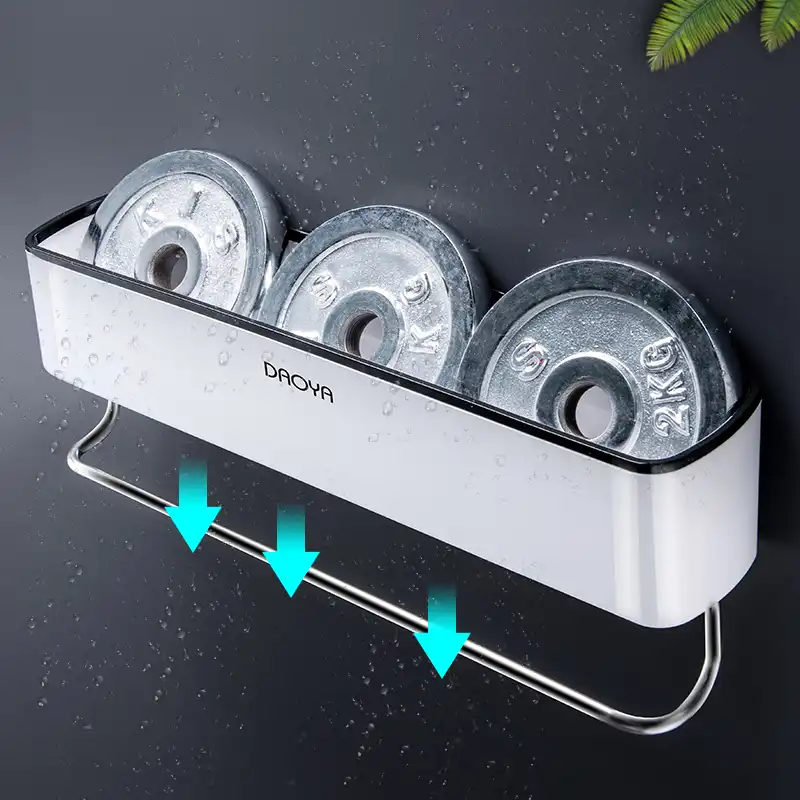 Bathroom Shelf Shower Caddy Organizer Wall Mount Shampoo Rack With Towel  Bar No Drilling Kitchen Storage Bathroom Accessories|Bathroom Shelves| -  AliExpress