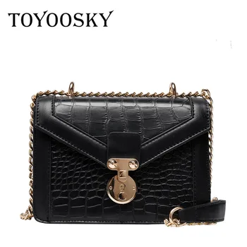 

TOYOOSKY Crocodile Pattern Square Crossbody Bag 2020 New Quality PU Leather Women's Designer Handbag Lock Chain Shoulder Bags