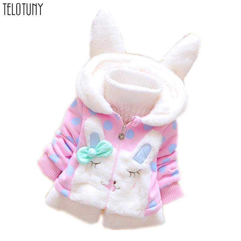 

Telotuny Kids Baby Girls Rabbit Bunny Ear Hooded Coat Warm Jacket Snowsuits Outwear Winter Clothing Baby Girl Fleece Thick Coat