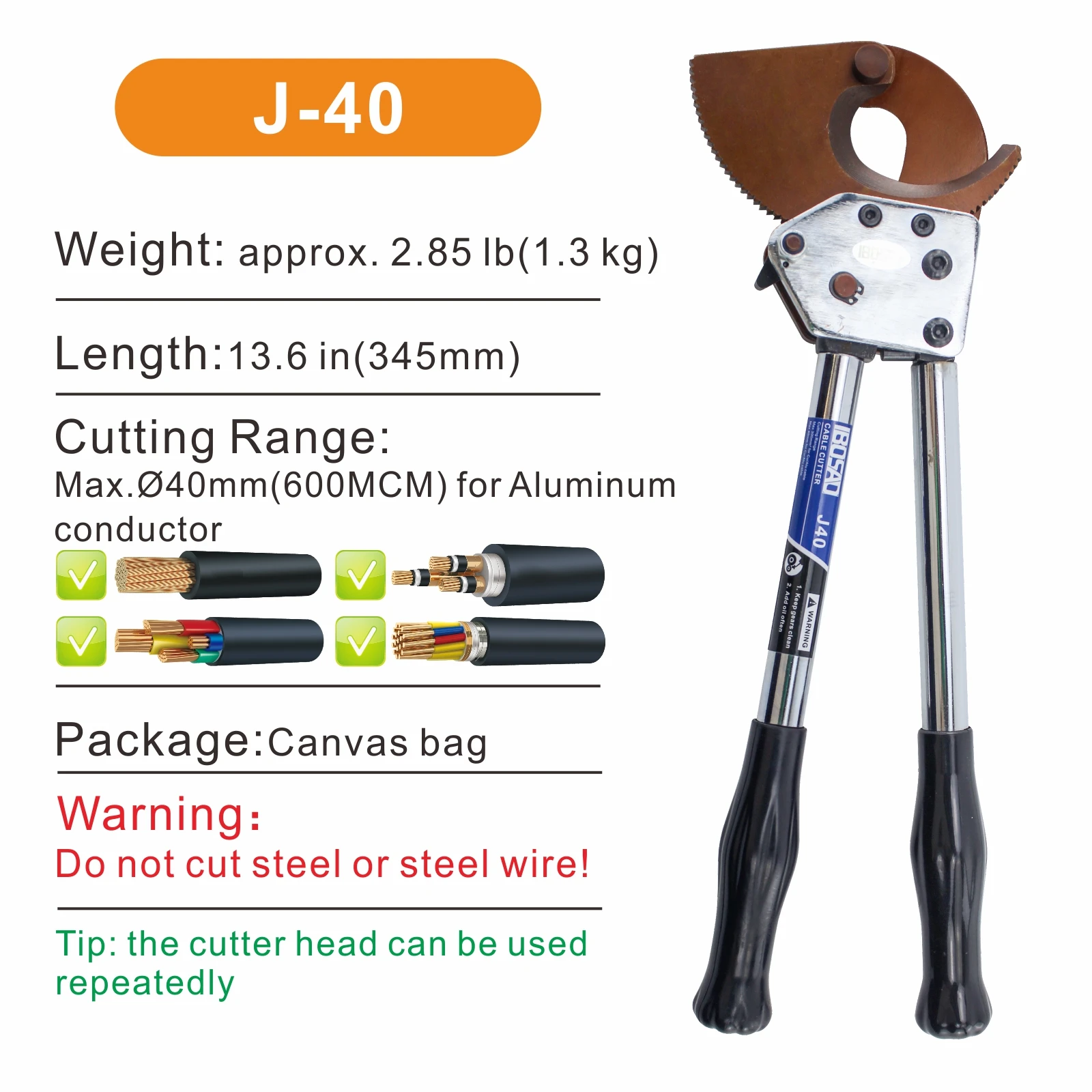 J40 кабель для резки кабеля резак проводов 40 мм Cu/Alu кабель|cutter block|cutter slicercutter rope |