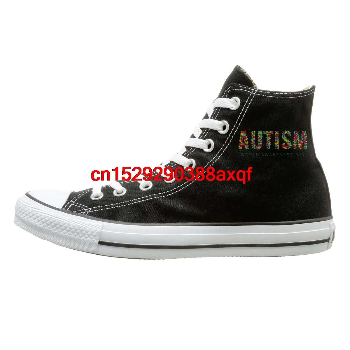 

Unisex Painted High-Top Lace Up Canvas Shoe,Autism Awareness 7 Canvas Sneaker for Men Women