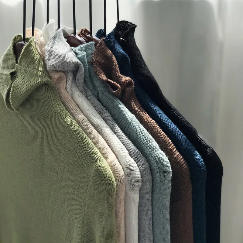 Mooirue, зима, женский свитер Харадзюку, высокий ворот, тонкий, вязанный, эластичный, пуловеры для женщин, зеленый, белый, топы