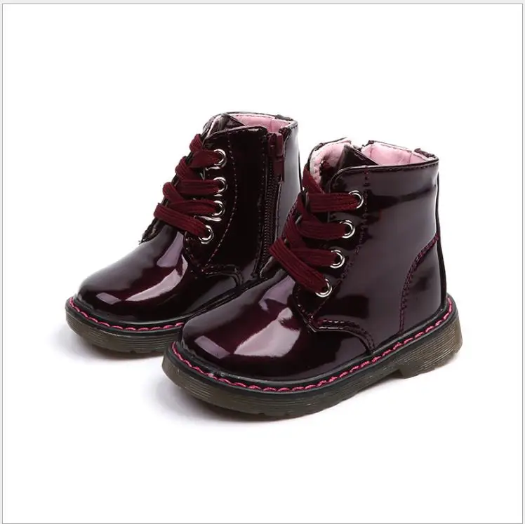 as pictures Girls Leather Boots Boys Shoes Spring Autumn PU Leather Waterpoof Children Boots Fashion Toddler Kids Boots Warm Winter Boots - Цвет: as pictures