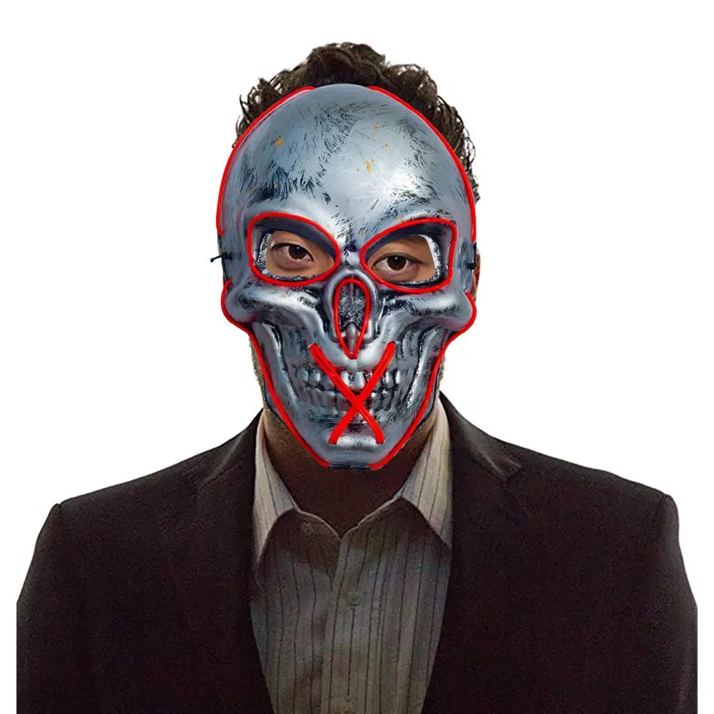 Halloween LED Mask Horror Luminous Mask with Cold Light Source for Halloween Party Costume party masquerade
