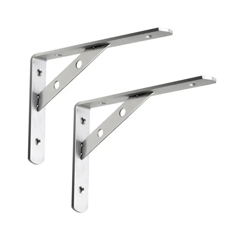 

2pcs Durable Industrial Wall Shelf Storage Holders & Racks Support Bracket Stainless Steel Triangular Bracket With 4 Screws
