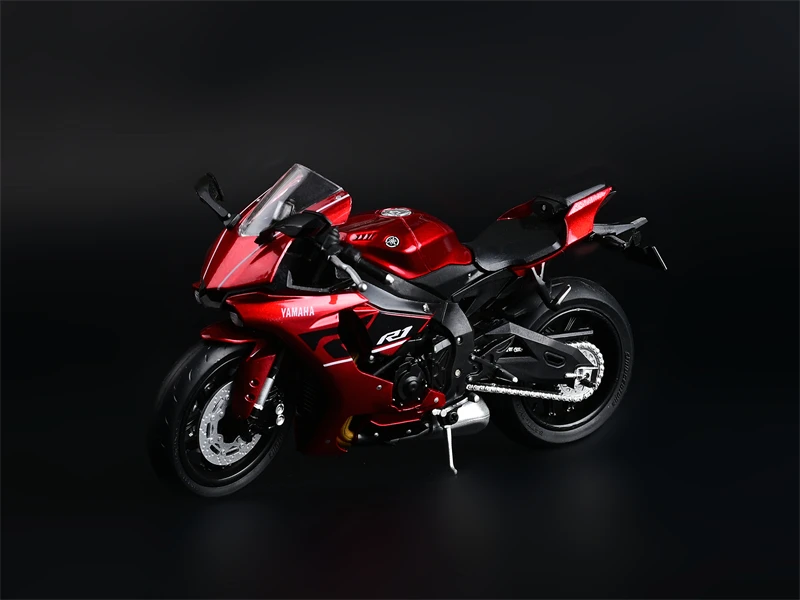 YAMAHA R1 Diecast Motocicleta Modelo, vermelho, preto, 1:18 Escala