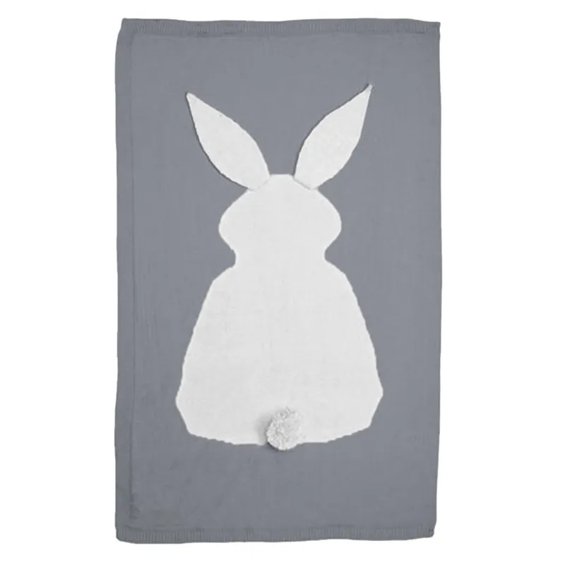 Knitted Baby Blanket Rabbit Soft and Warm Children's Bath Towel Blanket 73×108cm kocyk dla dziecka#4N22 - Цвет: Серый