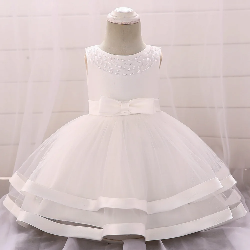 Стиль для девочек, детское атласное платье принцессы с бусинками пухлый официальный Платье для малышей леггинсы первый месяц; костюм на день рождения