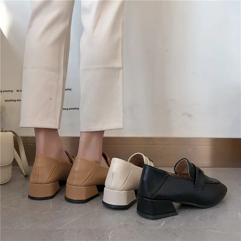 

Retro Woman Shoes Autumn Mixed Colors Slip-on Casual Female Sneakers Oxfords Women's Square Toe Flats Loafers Ladies Modis Fall