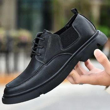 

New Hot sale Fashion Men Lace-up Genuine Leather Casual Shoes Trend Cool Loafers Flats Fashion Business wedding Shoes 38-46 w5