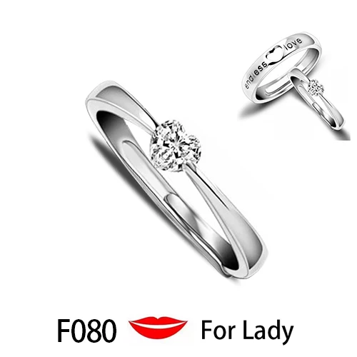 F080 Woman Модный набор колец Huitan, символ любви, с буквой, его королева и ее король, выгравированное обручальное кольцо для женщин и мужчин, кольца на палец - Цвет основного камня: F080 Woman