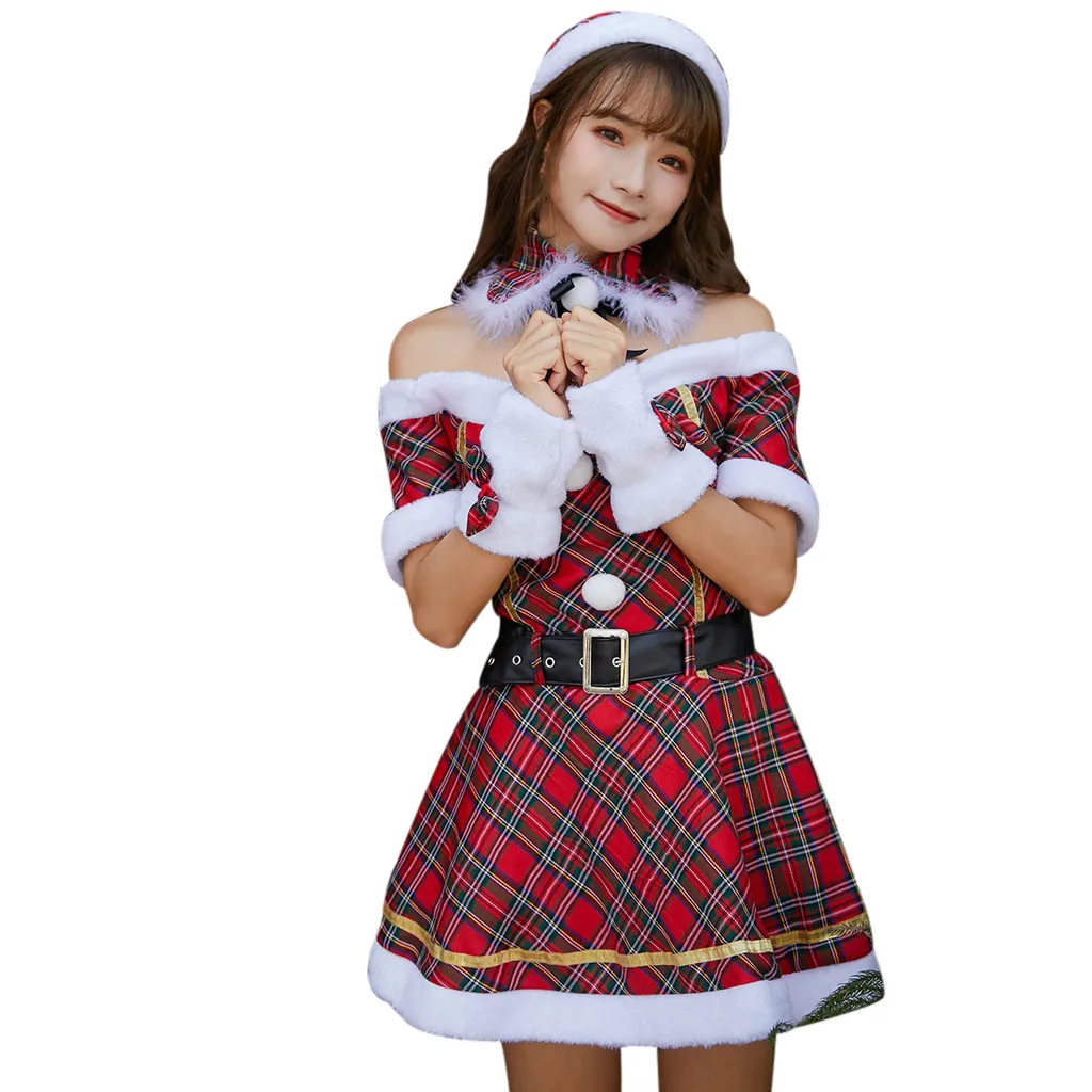 Рождественское платье, модное женское платье с коротким рукавом, пушистое лоскутное клетчатое рождественское платье, Robe Hiver Femme