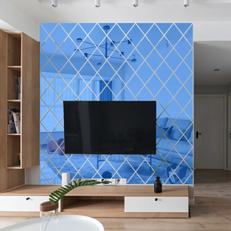 3D DIY Self-adhesive Mirror Sticker Living Room Bedroom Decor Acrylic Decal  Art Mirror Wall Film Tiles Home Decoration