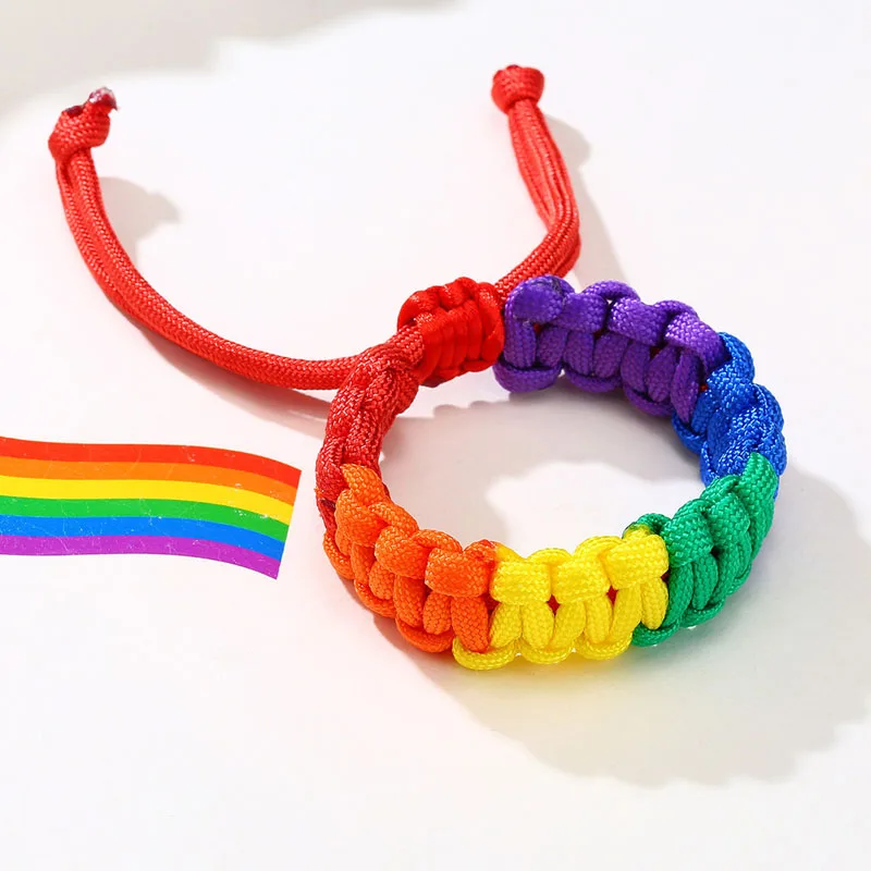 YEOVIBL Set Da 2 Bracciali Arcobaleno Intrecciati A Mano - Regolabili, Unisex, Simbolo LGBTQ+, Per Amicizia E Festival