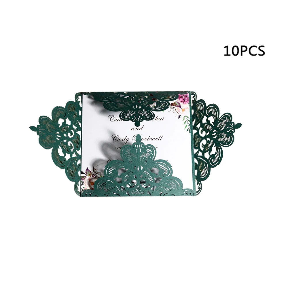  10pc/lot Wedding Invitations Elegant Engagement White Hollow Laser Cut Wedding Invitation Card With - 4.00029E+12