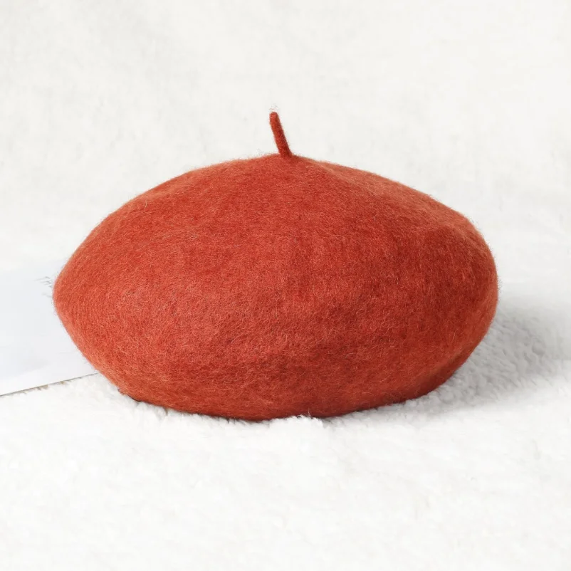 Autumn Winter Women Fashion Cashmere Adjustable Berets New Wool Hat Female Warm Solid Color Cap - Цвет: caramel