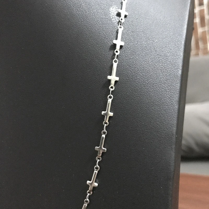 Серебряное ожерелье с крестом, женское ожерелье из нержавеющей стали, Серебряное колье, подарки для женщин, аксессуары, модное ювелирное изделие на шею