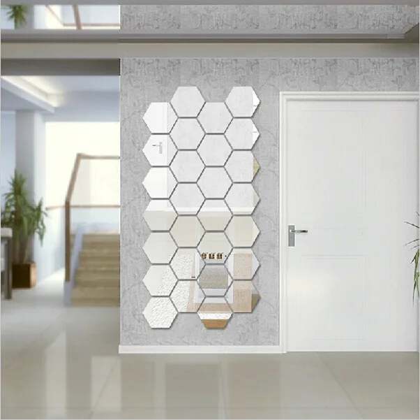 Jm006 шестигранные зеркальные наклейки, акриловые зеркальные настенные наклейки, стерео, экологически чистые настенные наклейки, украшение для дома с