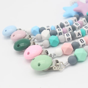 

NEW DIY Silicone Baby Pacifier Clip Personalised Name Colorful Pacifier Chain for Baby Teething Soother Chew Toy Dummy Clips