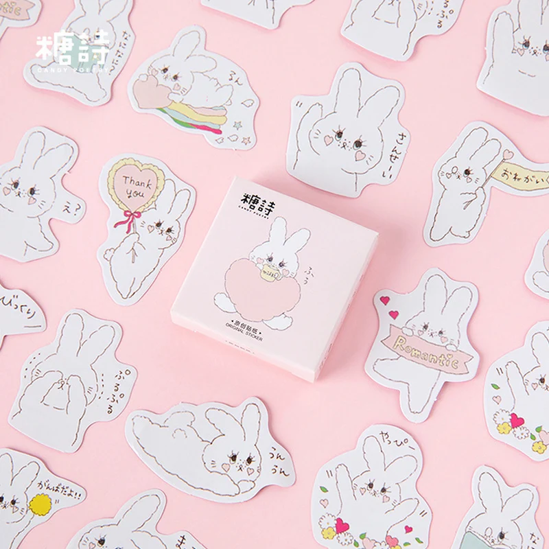

45 Pcs/box Cute cartoon rabbit paper sticker package DIY diary decoration sticker album scrapbooking
