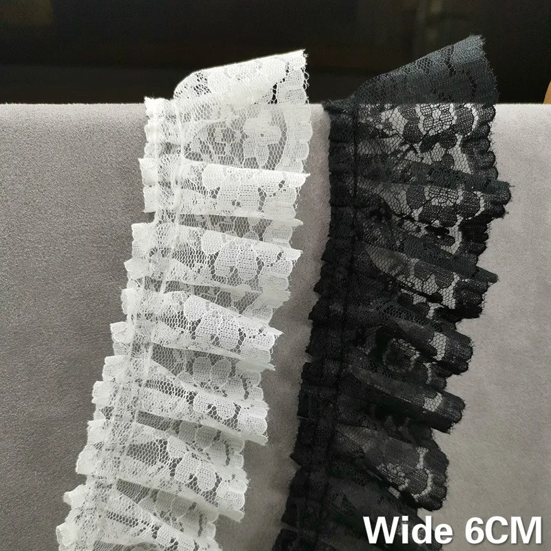 Шифоновая 3d плиссированная кружевная лента с бахромой воротник на манжетах