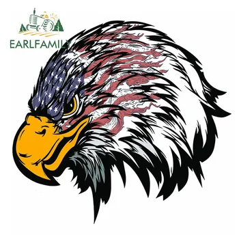 

EARLFAMILY 13cm x 12cm Weathered American Flag Eagle Head Vinyl Decal Sticker for 4X4 SUV Window Bumper Trunk Car Stickers