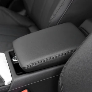 Image 1 - Accesorios del coche de microfibra de Tapa de cuero de compartimento central cubierta de compartimento de reposabrazos Trim para Audi A4 B9 2017 de 2018, 2019 elástico tipo de banda