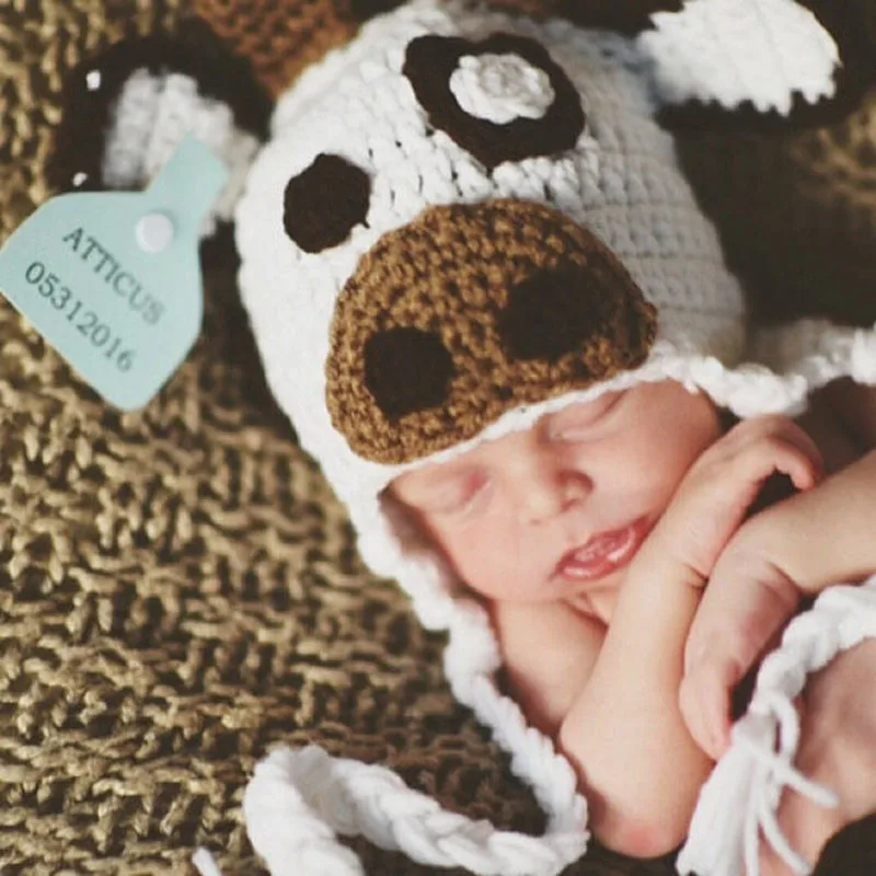 0-3months baby cow clothing set newborn photography prop one hat one shorts