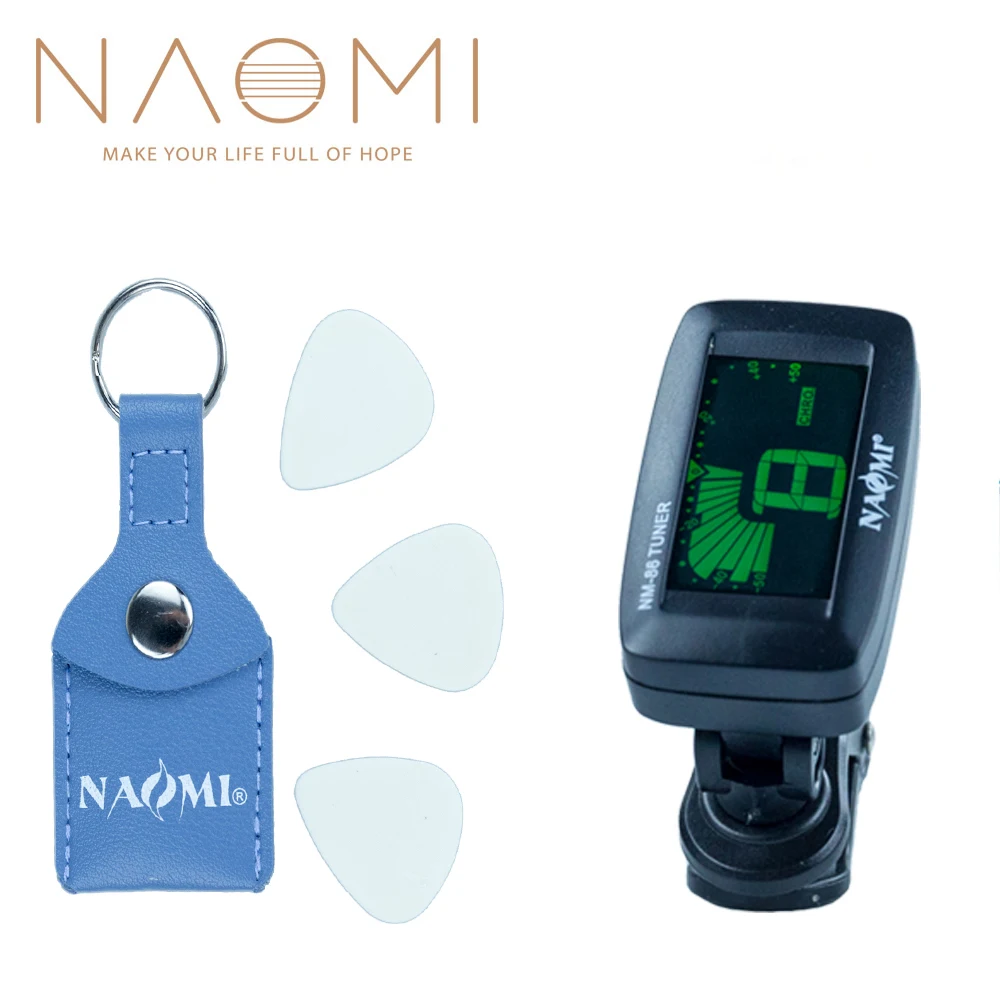 NAOMI гитарный тюнер NM-86 цифровой хроматический с зажимом на тюнере гитарный тюнер+ держатель NAOMI Picks W/3 шт