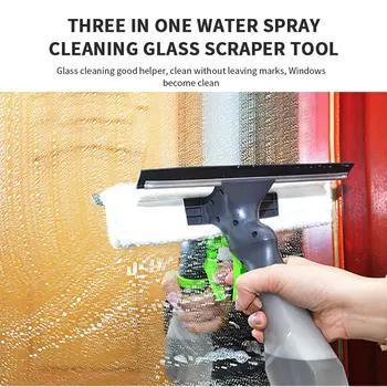 

3 In 1 Spray Dry Scraper Glass Brush Window Cleaner Bottle Wiper Squeegee Cloth Pad Kit Car Cleaning Brush Cleaner